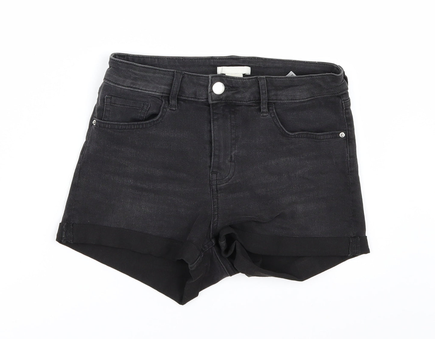 H&M Womens Black  Denim Hot Pants Shorts Size 4