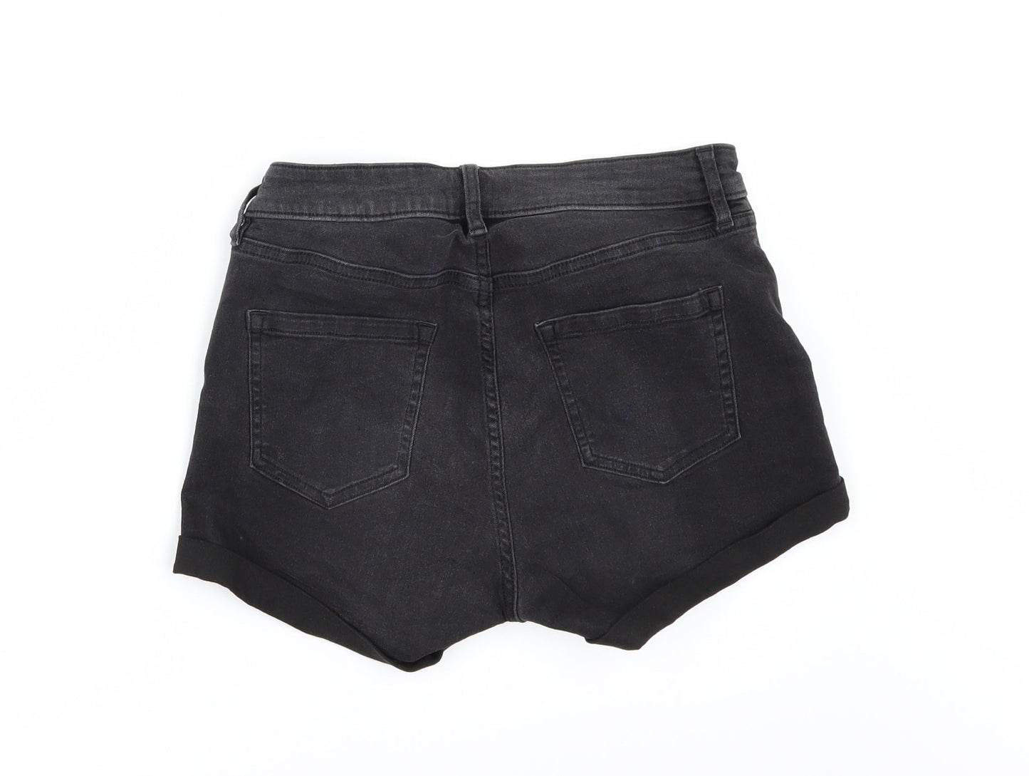 H&M Womens Black  Denim Hot Pants Shorts Size 4