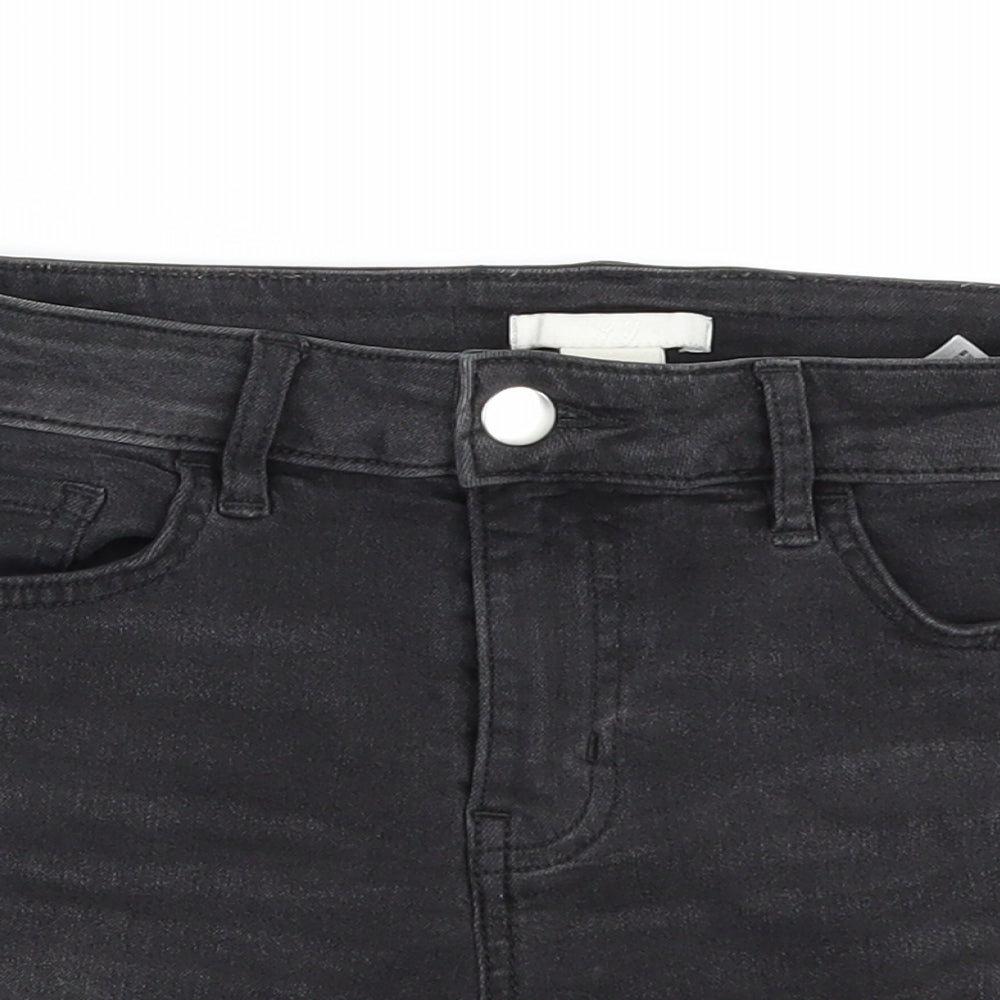 H&M Womens Black  Denim Hot Pants Shorts Size 4