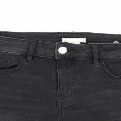 H&M Womens Black  Denim Hot Pants Shorts Size 4
