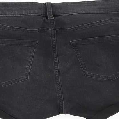 H&M Womens Black  Denim Hot Pants Shorts Size 4