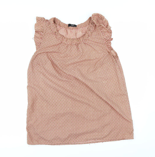 F&F Womens Orange Geometric  Tunic Blouse Size 8