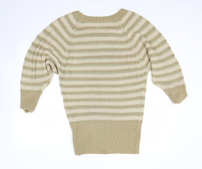 H&M Womens Gold Striped  Pullover Jumper Size XS
