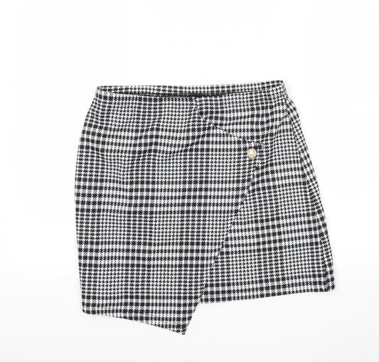 SheIn Womens White Check  Mini Skirt Size L