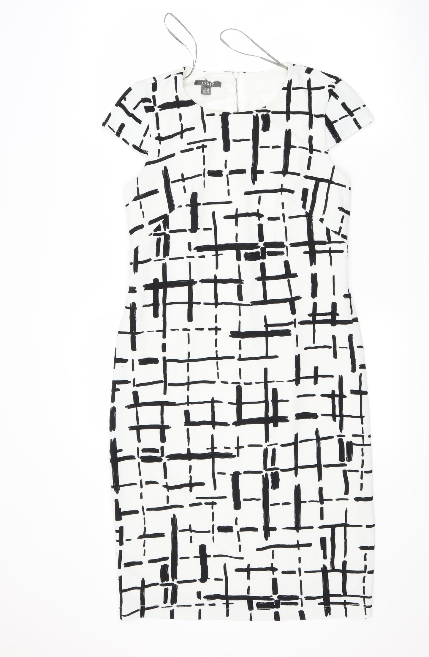 Muse Womens White Check  A-Line  Size 10