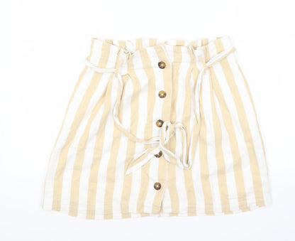 Hollister Womens Yellow Striped  Mini Skirt Size M
