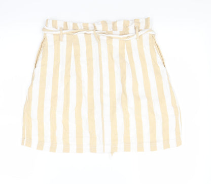 Hollister Womens Yellow Striped  Mini Skirt Size M