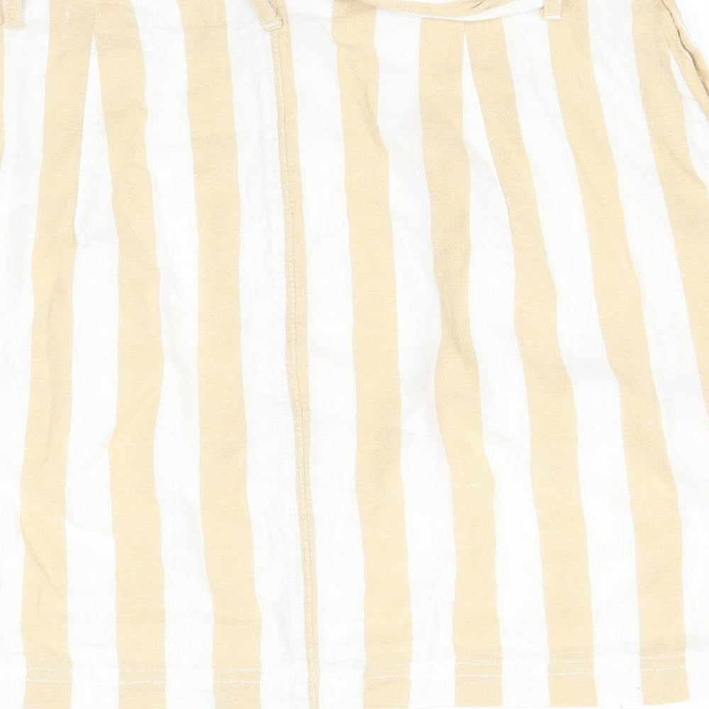 Hollister Womens Yellow Striped  Mini Skirt Size M