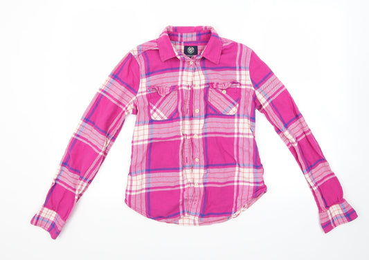 Womens UK Size XS American Eagle Outfitters Pink Basic Button-Up