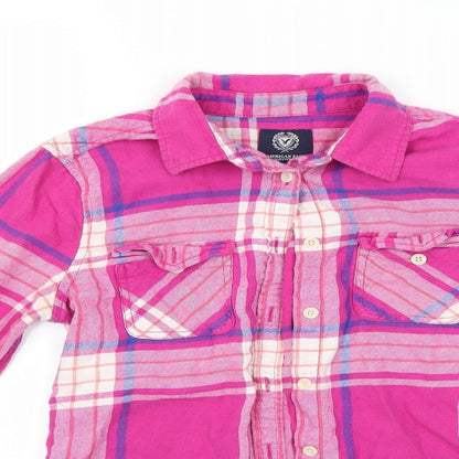 Womens UK Size XS American Eagle Outfitters Pink Basic Button-Up