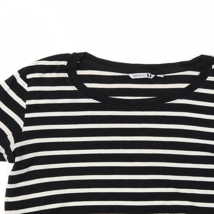 U Womens Black Striped  Pullover Jumper Size L