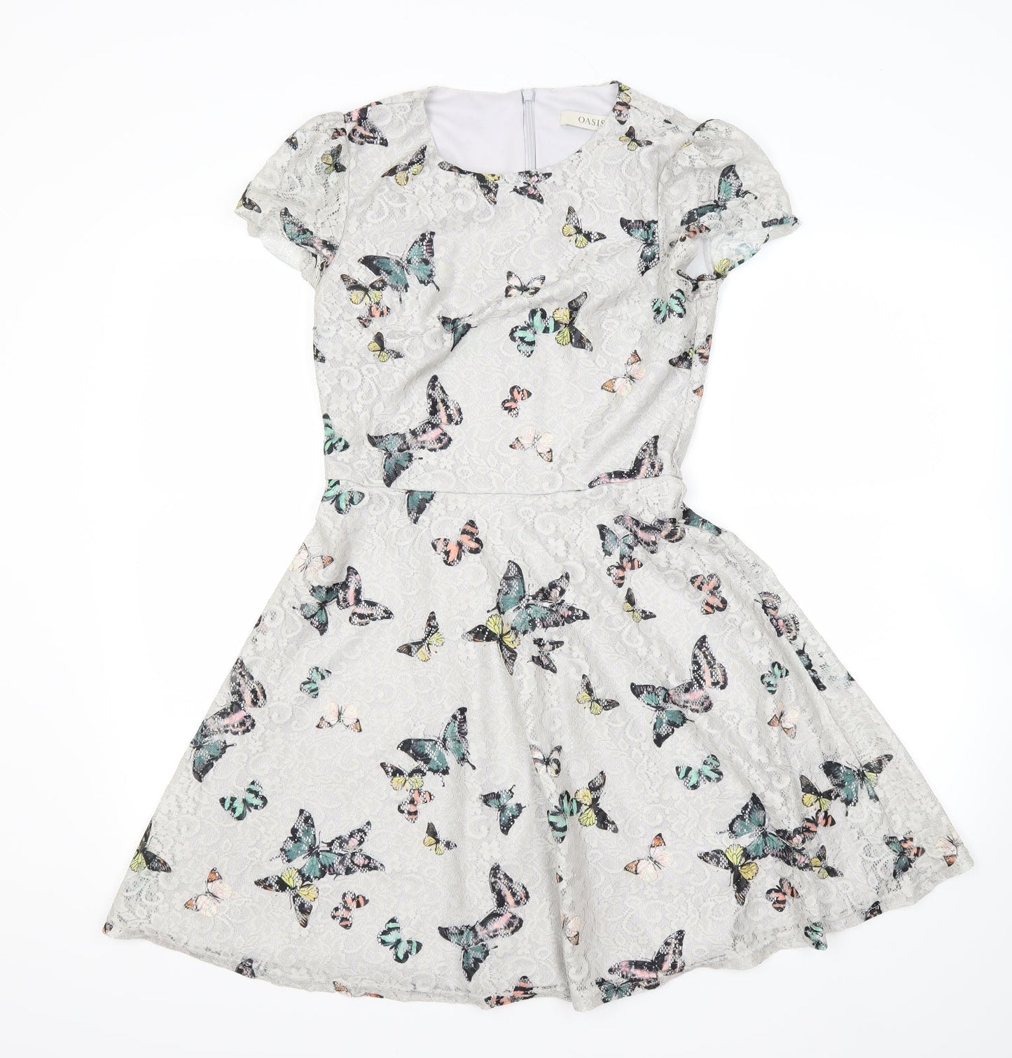 Oasis Womens Grey Floral  Fit & Flare  Size XS