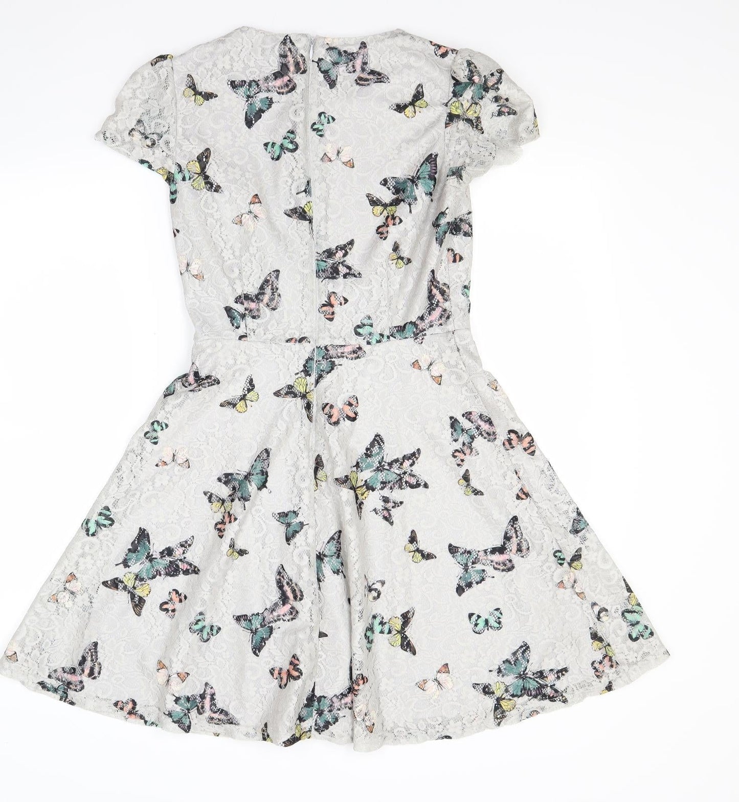 Oasis Womens Grey Floral  Fit & Flare  Size XS