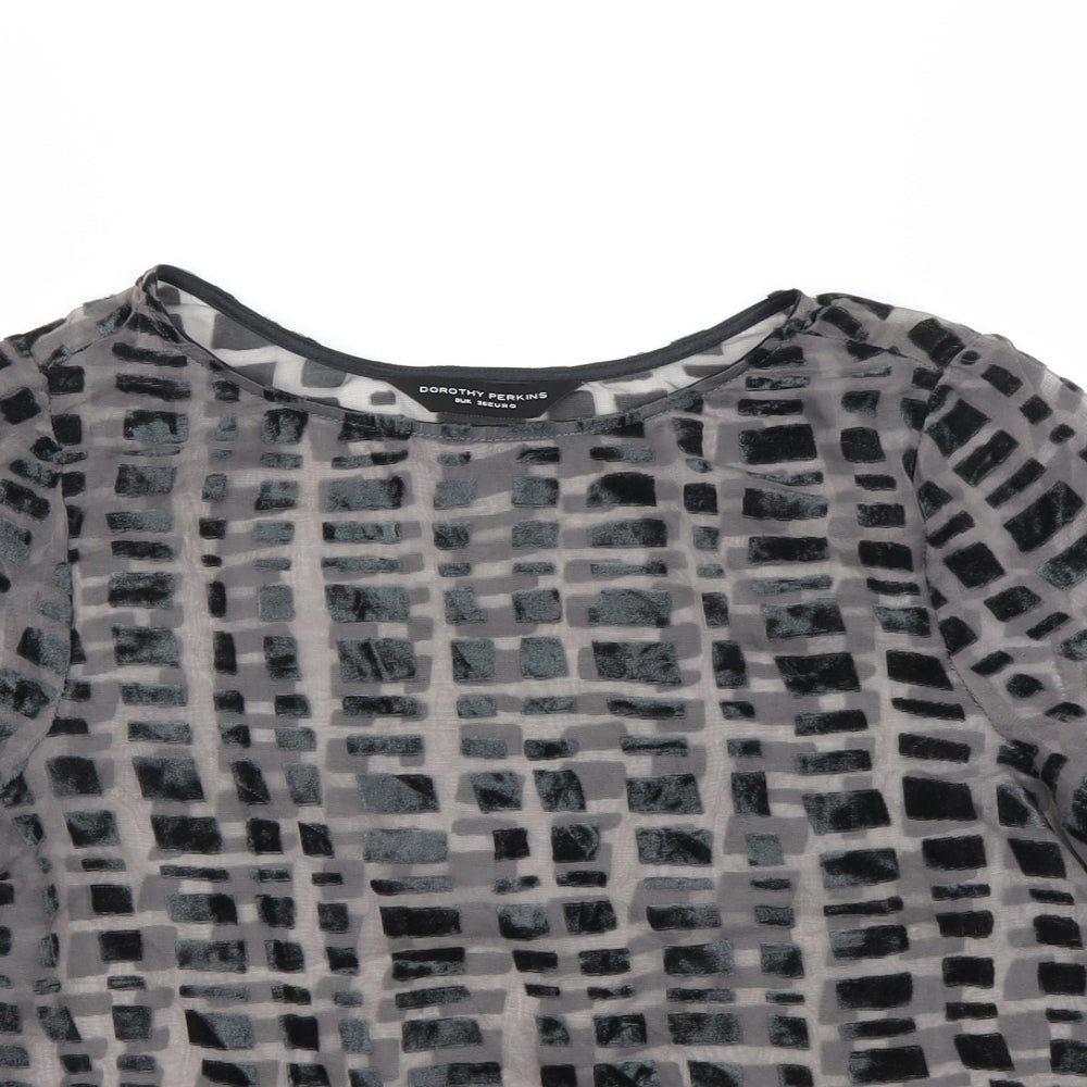 Womens UK Size 8 Dorothy Perkins Grey Basic Blouse