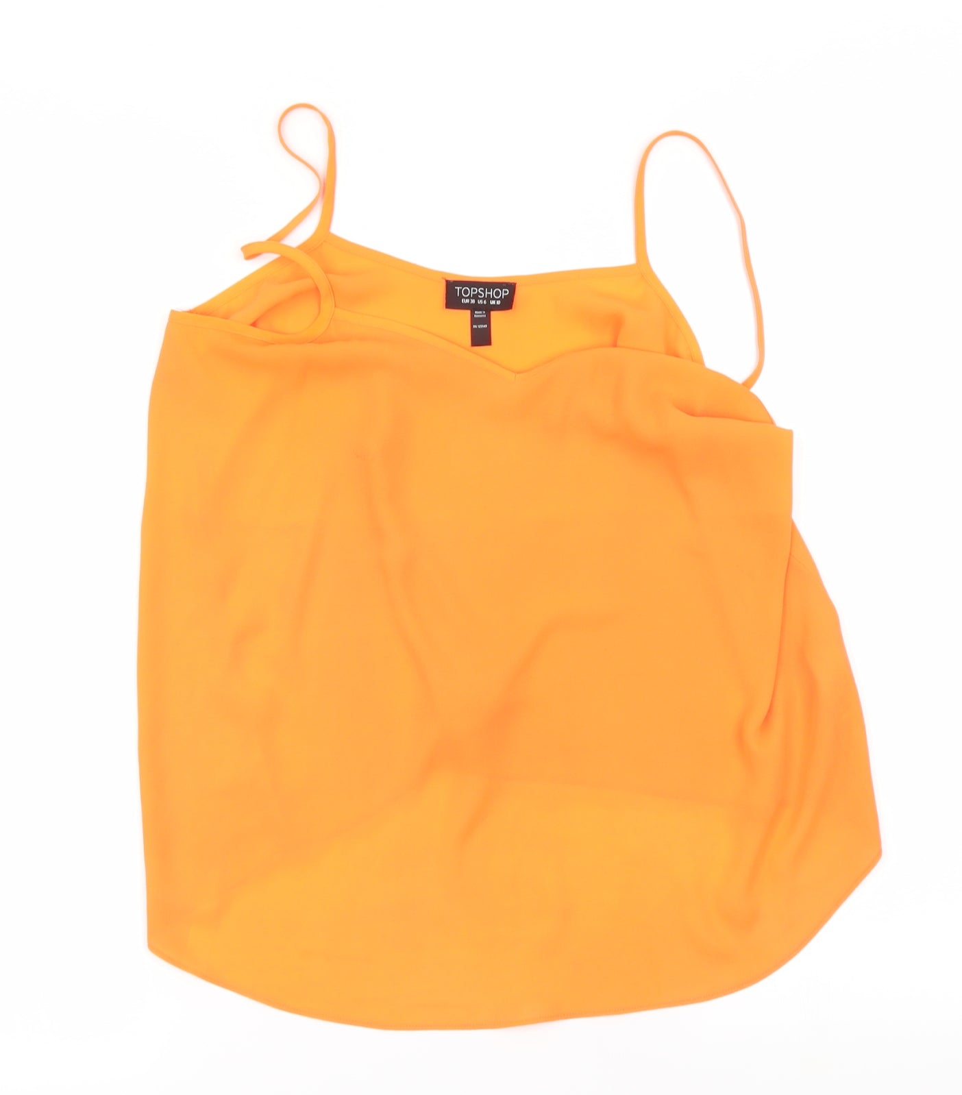 Womens UK Size 10 Topshop Orange Basic Blouse