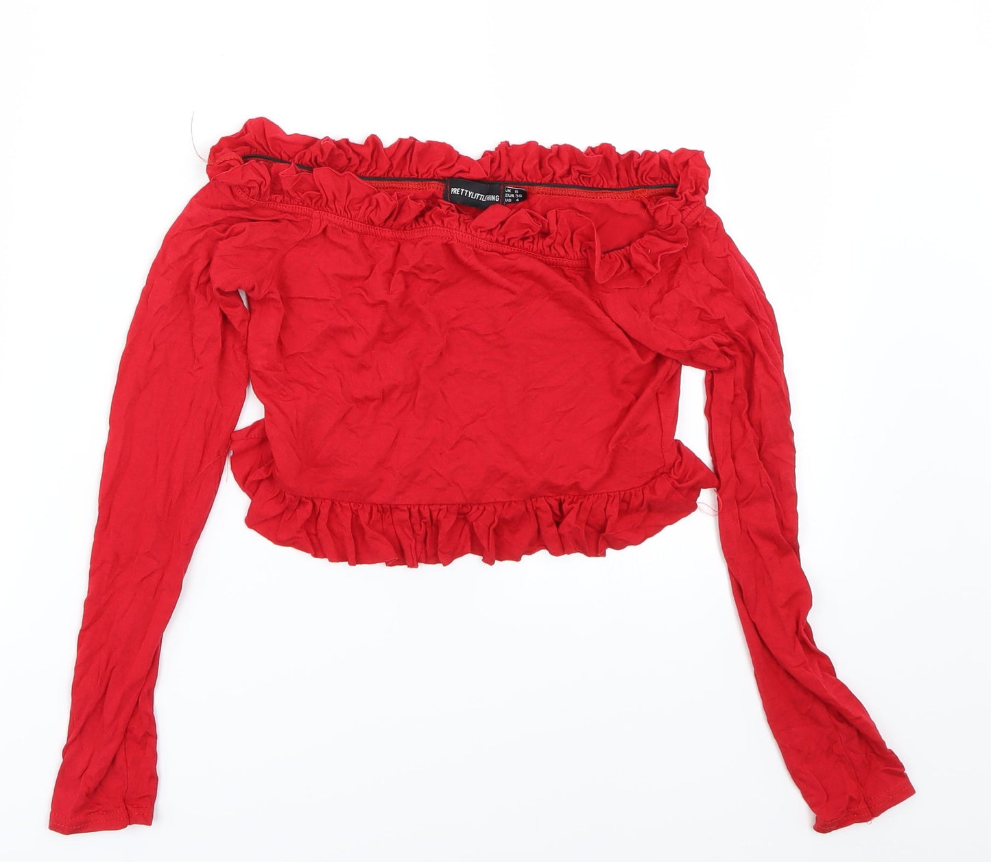 PRETTYLITTLETHING Womens Red   Basic Blouse Size 8