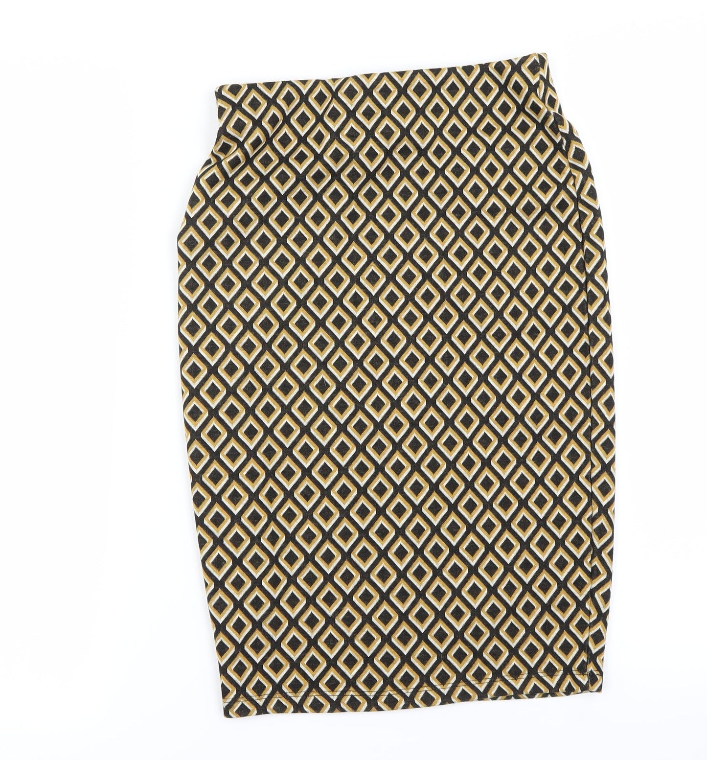 Primark Womens Yellow Check  A-Line Skirt Size 8