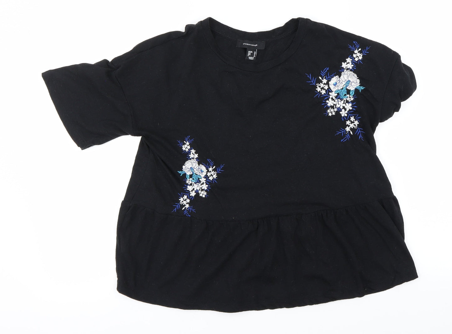 Womens UK Size 10 Atmosphere Black Basic T-Shirt