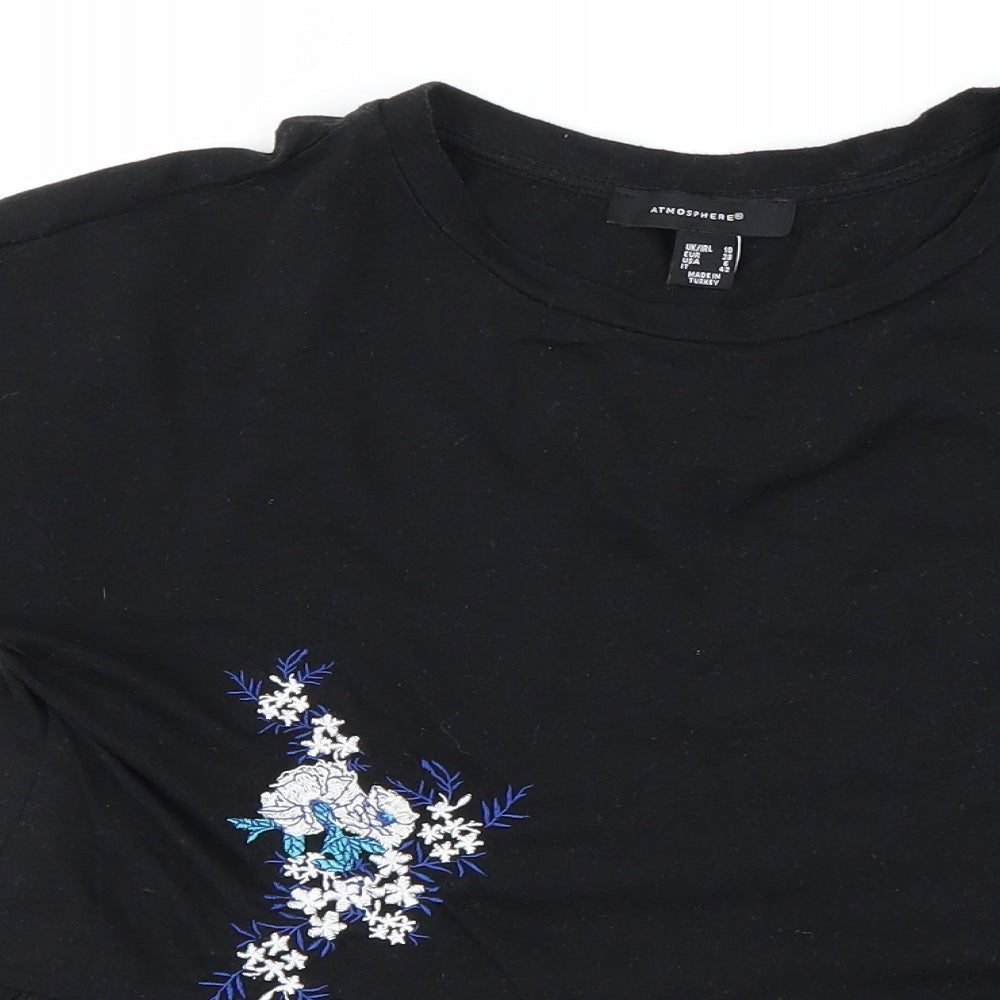 Womens UK Size 10 Atmosphere Black Basic T-Shirt