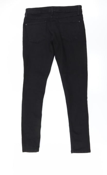 Womens UK Size 12 Preworn Regular Fit Skinny Black Jeans