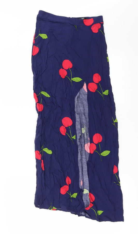 FOREVER 21 Womens Blue Floral  A-Line Skirt Size XS