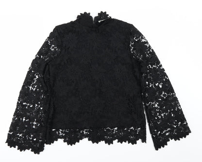 Papaya Womens Black Floral  Basic Blouse Size 8