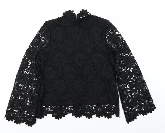 Papaya Womens Black Floral  Basic Blouse Size 8