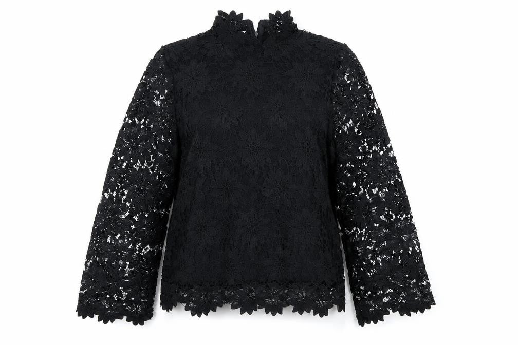 Womens UK Size 8 Papaya Black Basic Blouse