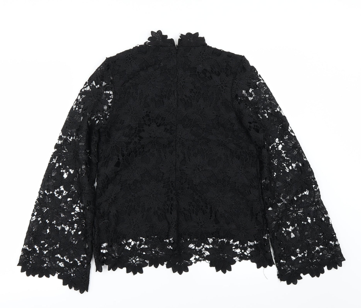 Papaya Womens Black Floral  Basic Blouse Size 8