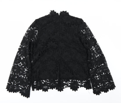 Papaya Womens Black Floral  Basic Blouse Size 8