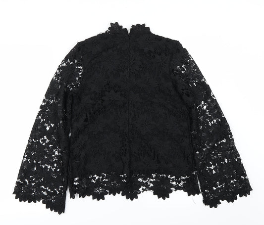 Papaya Womens Black Floral  Basic Blouse Size 8