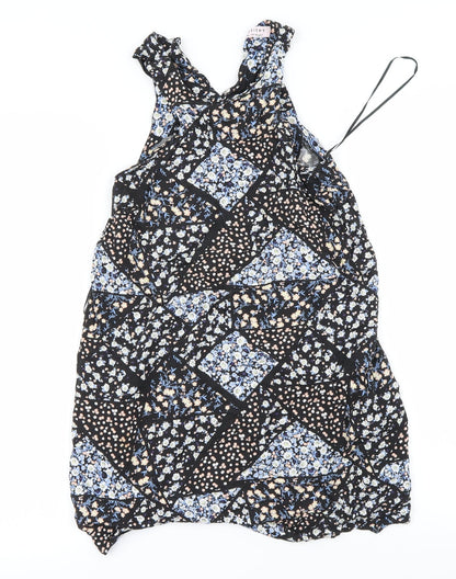 Miss Selfridge Womens Black Floral  A-Line  Size 8