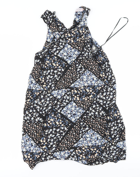 Miss Selfridge Womens Black Floral  A-Line  Size 8