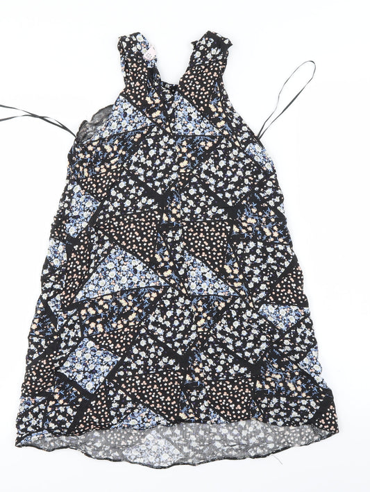 Miss Selfridge Womens Black Floral  A-Line  Size 8