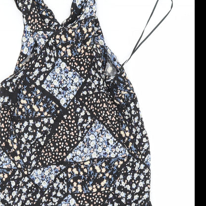 Miss Selfridge Womens Black Floral  A-Line  Size 8