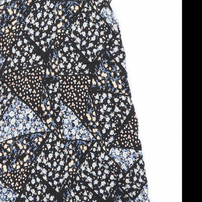 Miss Selfridge Womens Black Floral  A-Line  Size 8