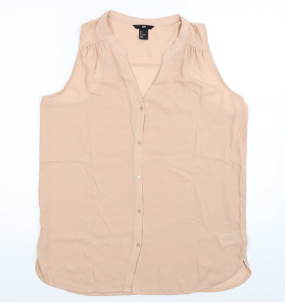 H&M Womens Beige   Basic Button-Up Size S