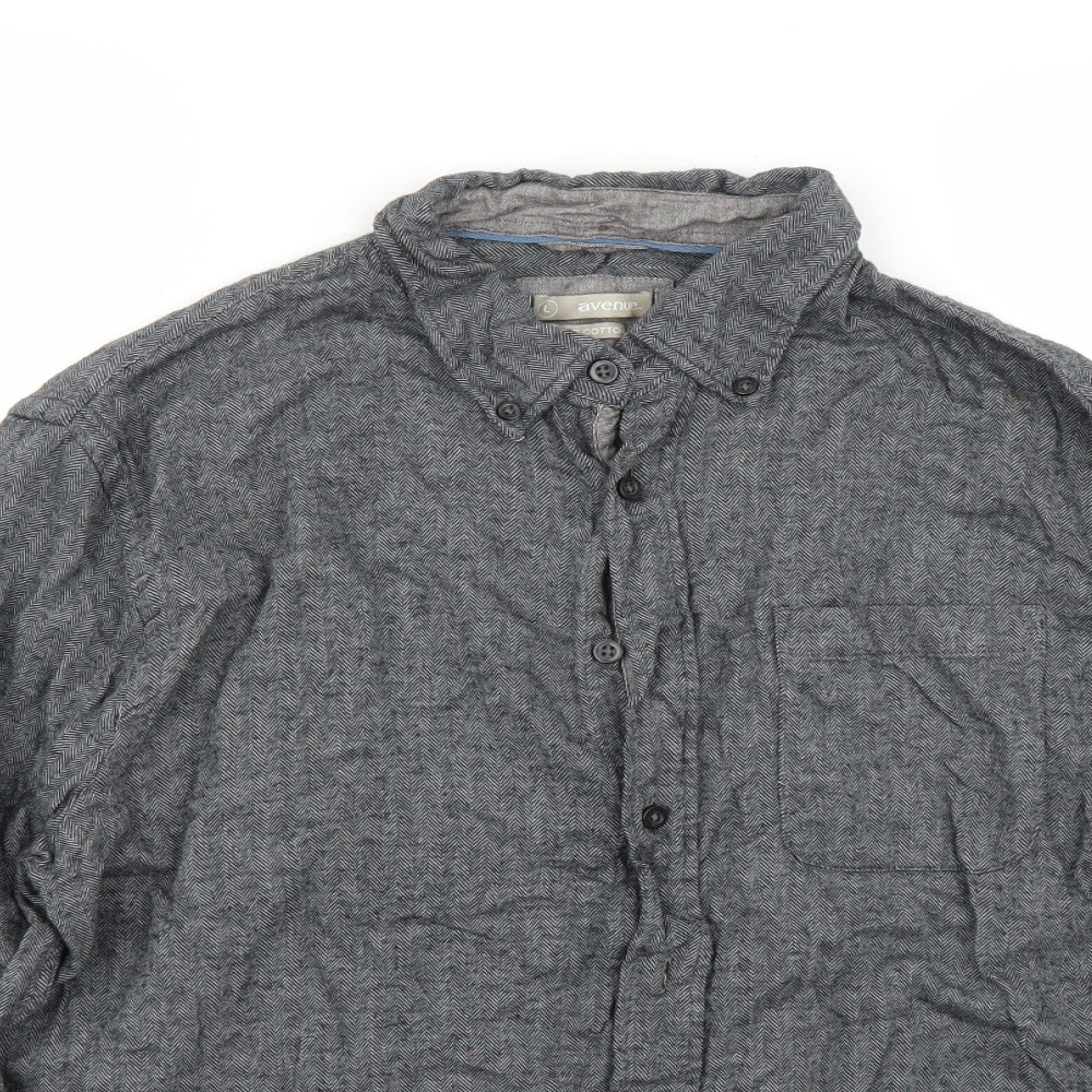Avenue Mens Grey    Button-Up Size L