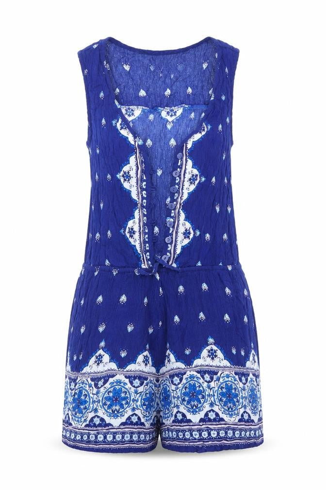 Womens UK Size 4 H&M One-Piece Blue Playsuit