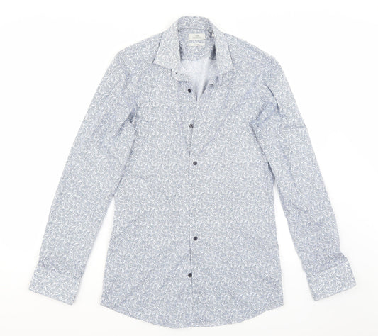 Mens UK Size 14 NEXT White  Button-Up Long Sleeve Casual Shirt