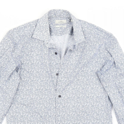Mens UK Size 14 NEXT White  Button-Up Long Sleeve Casual Shirt