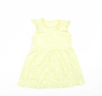 Made for Life Girls Yellow Polka Dot  Basic T-Shirt Size 2 Years