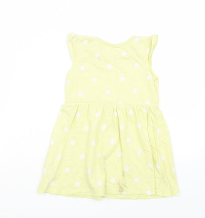 Made for Life Girls Yellow Polka Dot  Basic T-Shirt Size 2 Years