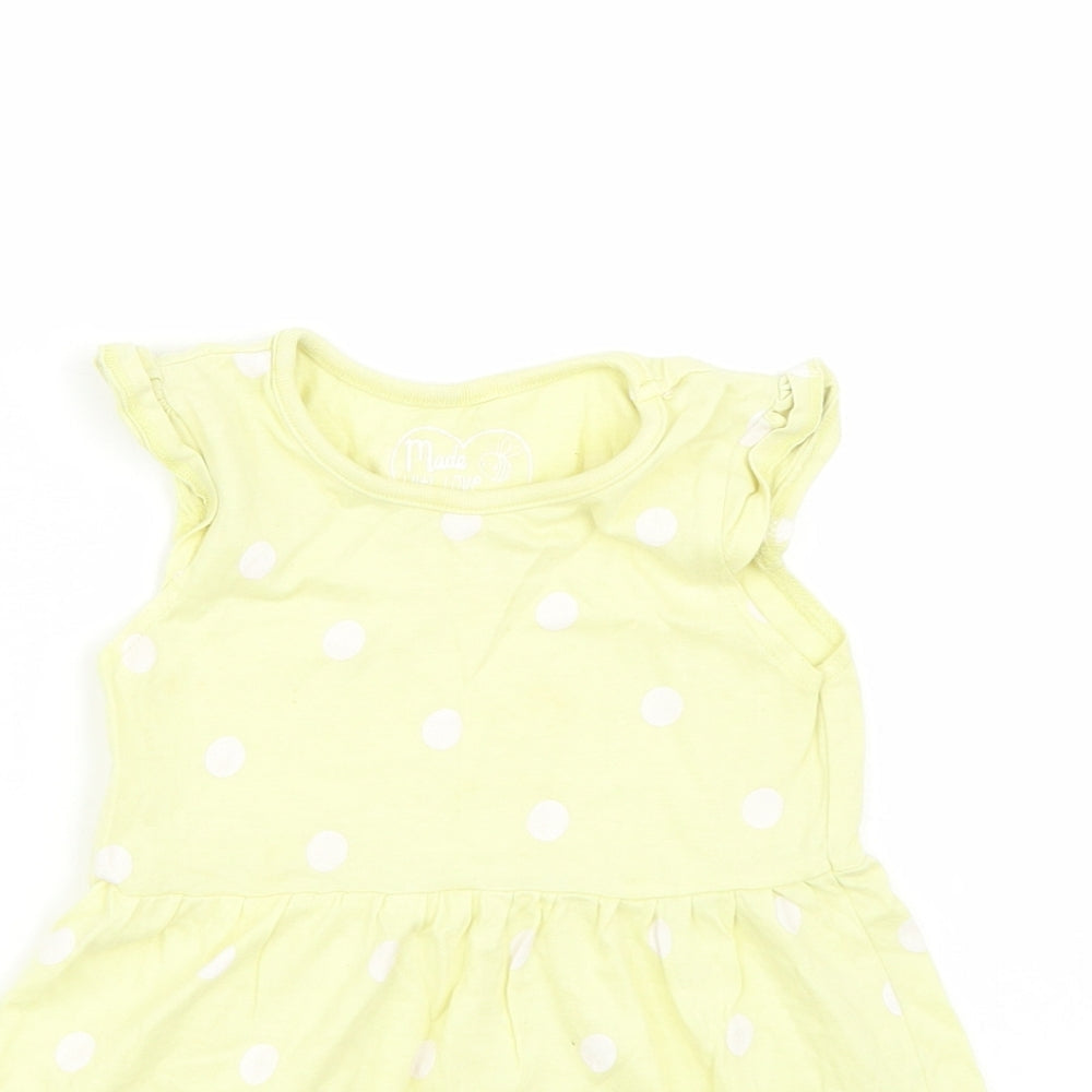 Made for Life Girls Yellow Polka Dot  Basic T-Shirt Size 2 Years