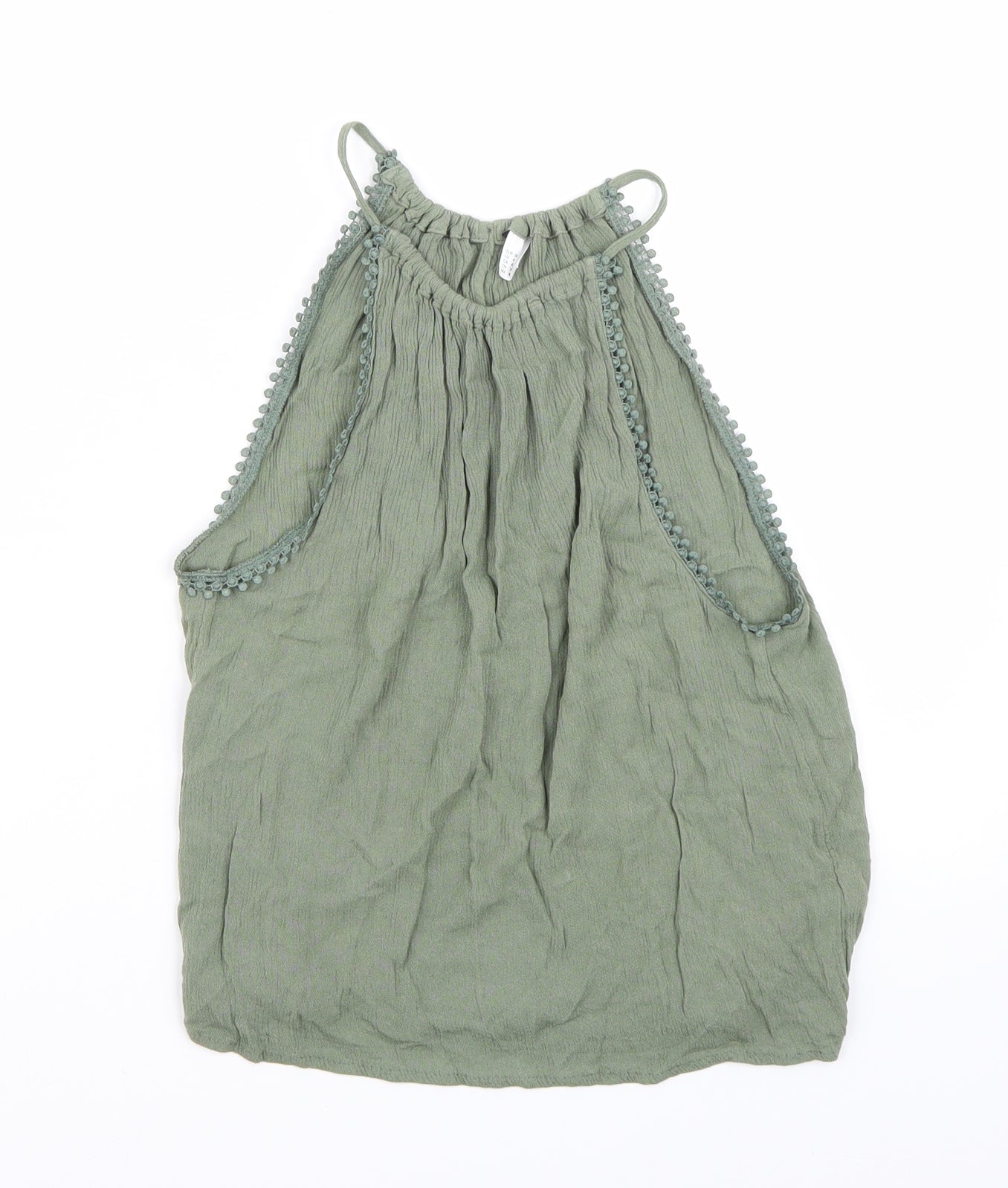 Womens UK Size 4 H&M Green Basic Tank