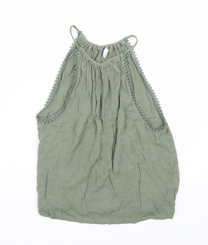 Womens UK Size 4 H&M Green Basic Tank