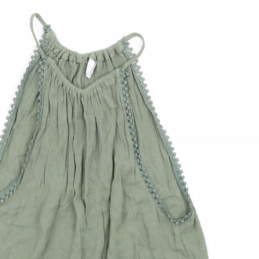Womens UK Size 4 H&M Green Basic Tank