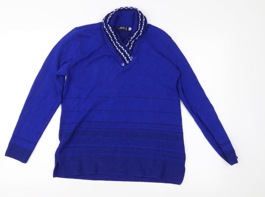 Envy Womens Blue Striped Knit Pullover Jumper Size M