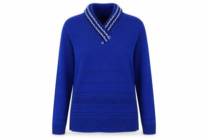 Envy Womens Blue Striped Knit Pullover Jumper Size M