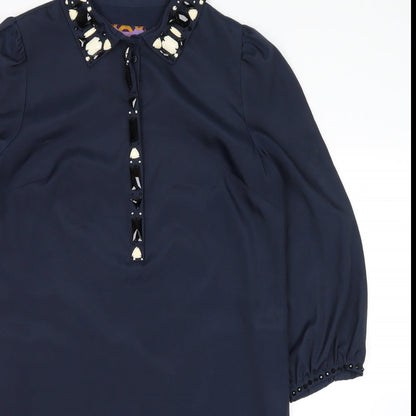 Womens UK Size 8 NEXT Blue Kimono Blouse